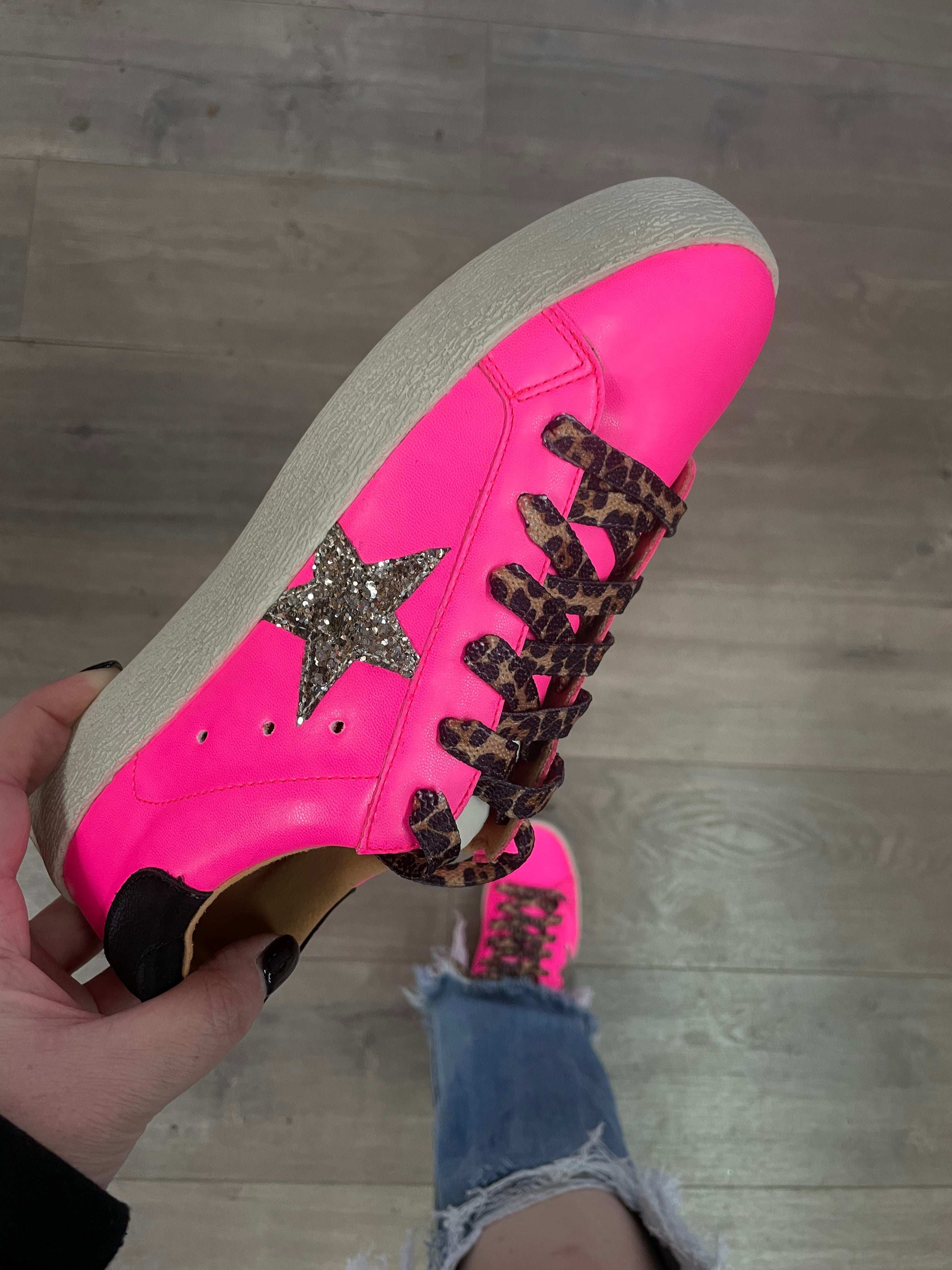 Neon pink and green sneakers best sale