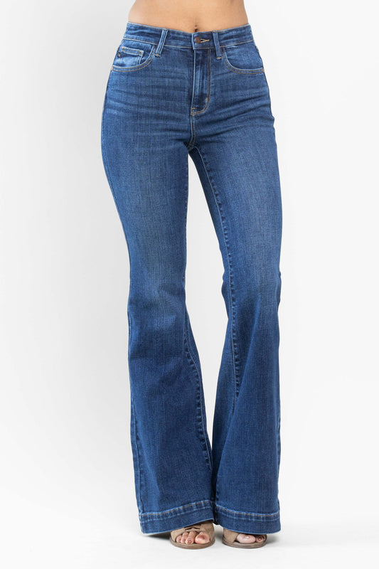 High Waist Wide Hem Flare Jeans