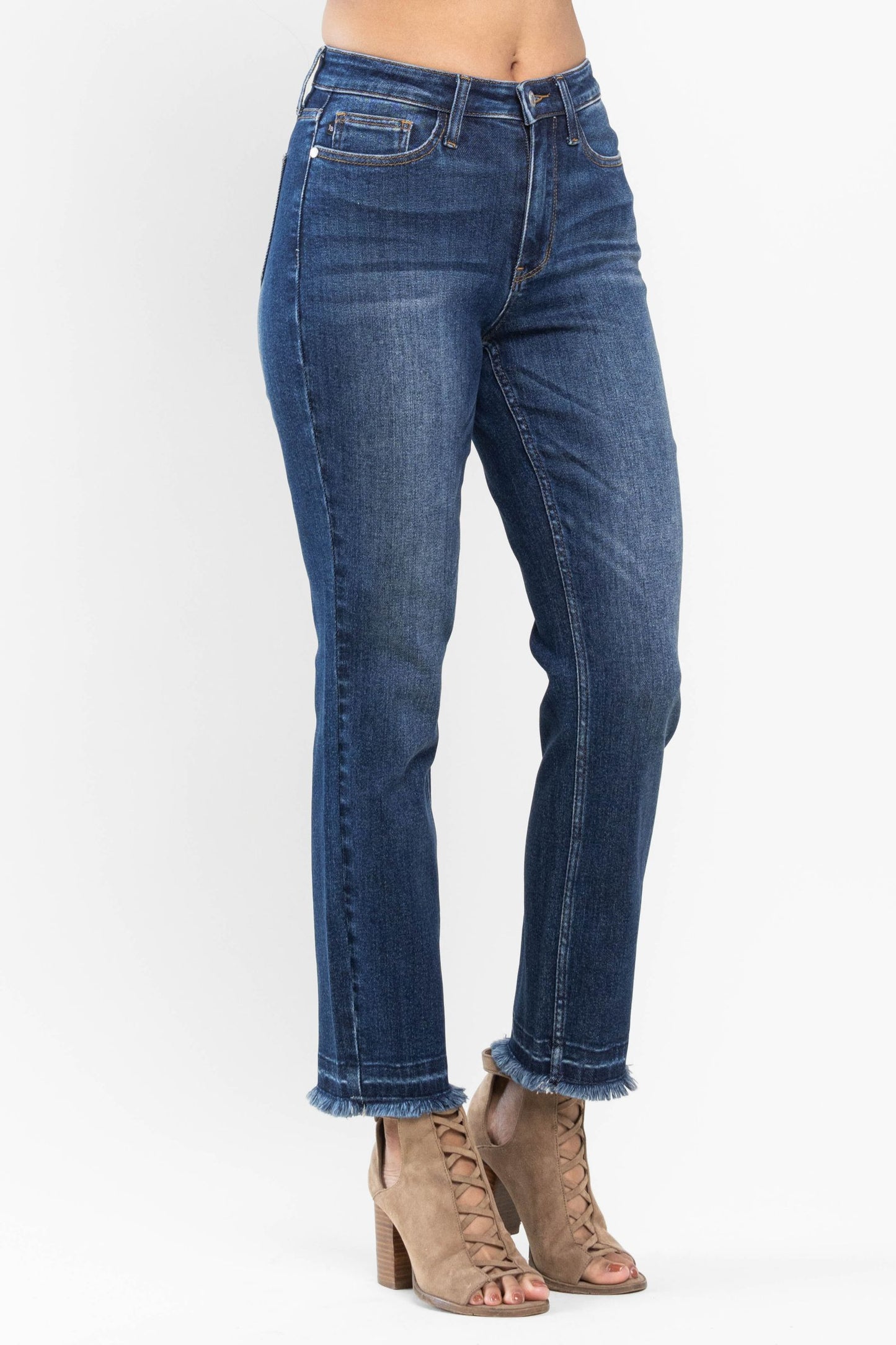 High Rise Released Hem Slim Fit Jeans