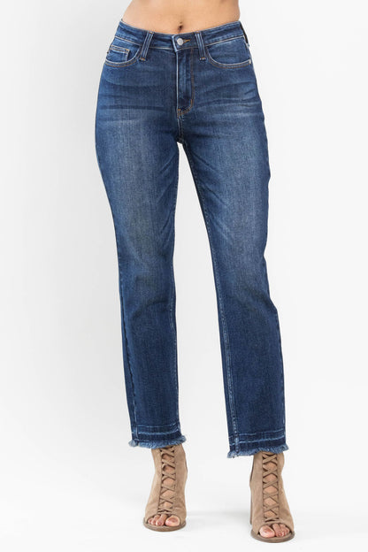 High Rise Released Hem Slim Fit Jeans