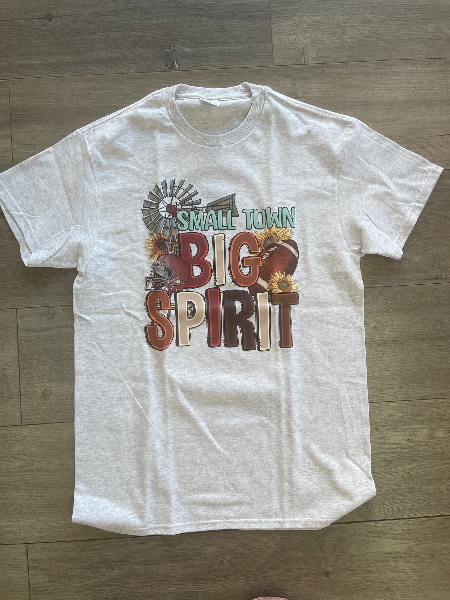 Small Town Big Spirit Football Tee