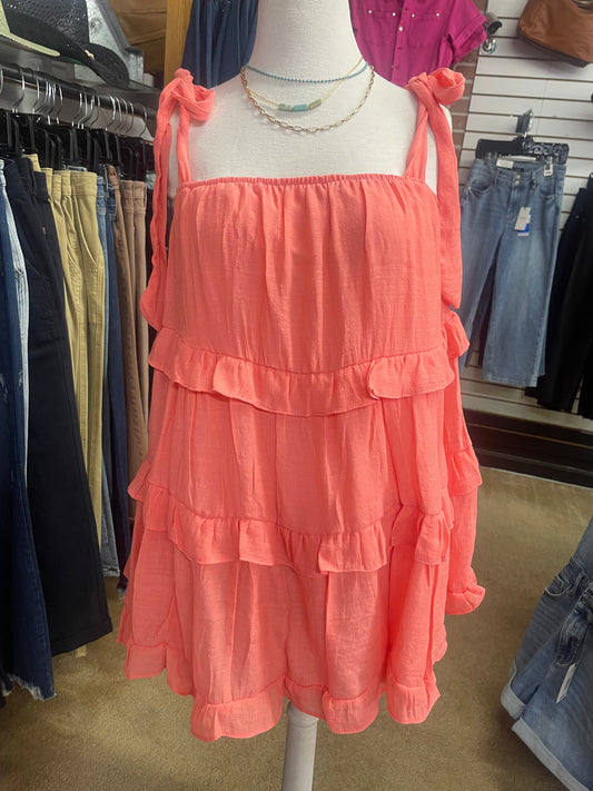 Ruffle SunDress w/ Shoulder Ties