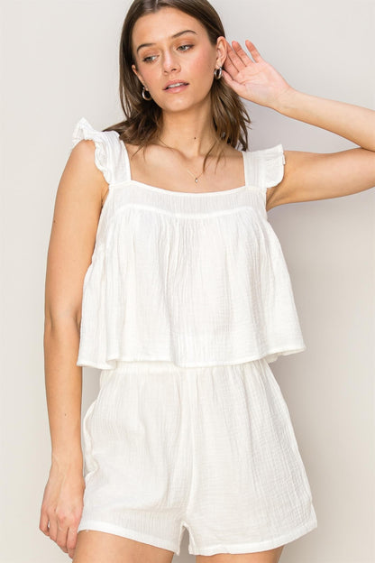 Gauze Ruffle Short Set