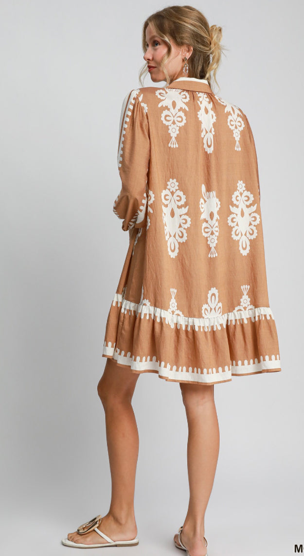 Paisley Button Up Collared Dress