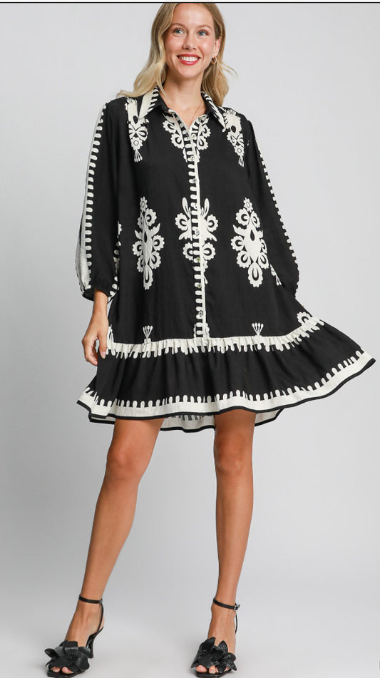 Paisley Button Up Collared Dress