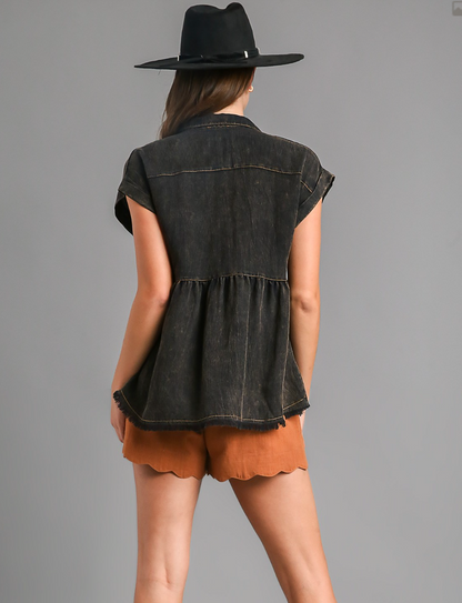 Black Mineral Washed Top