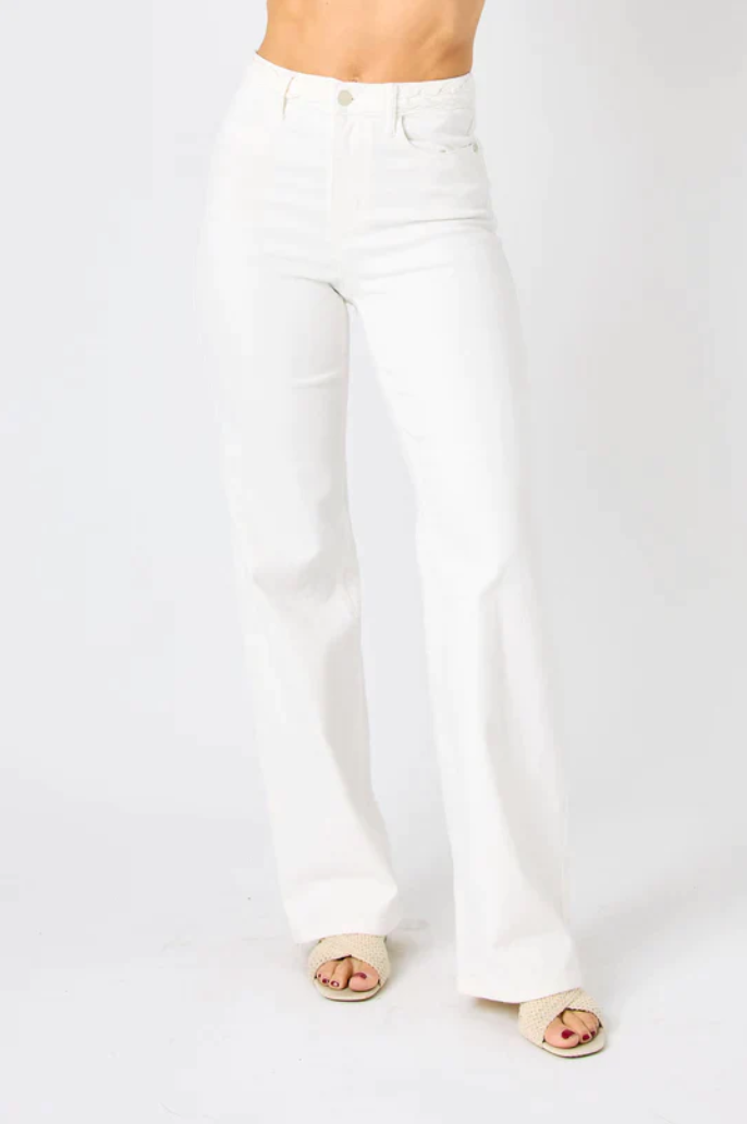 White High Waist Wide Denim