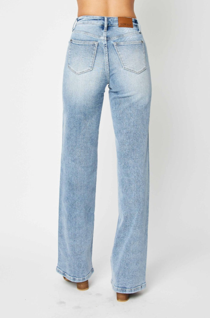 High Waist Front Yoke Retro Wide Judy Blue Denim