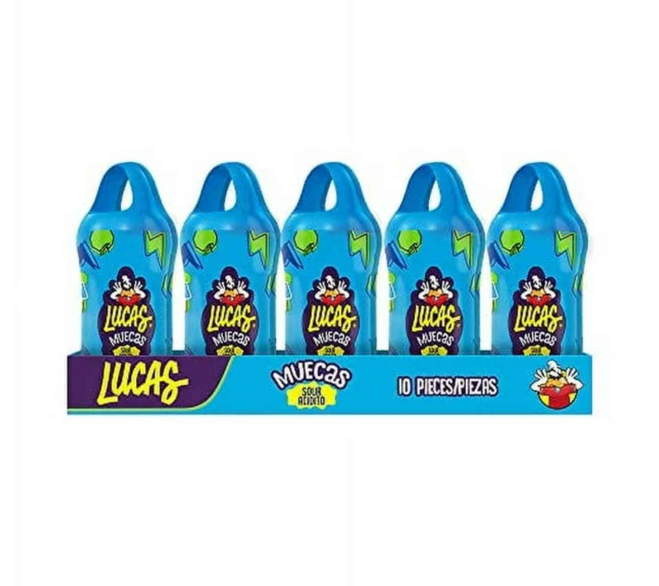 Lucas Muecas Lollipop Sour Green Apple Flavor Candy