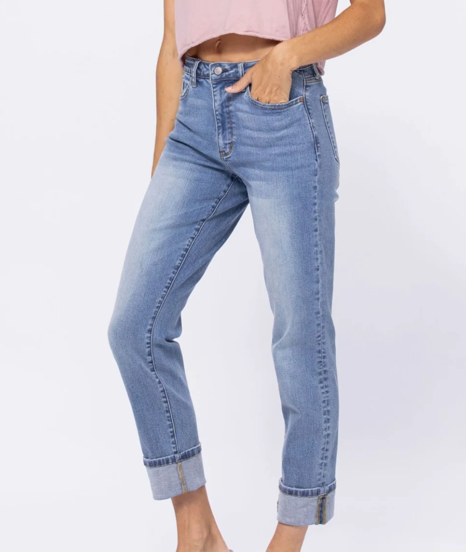 High Waist Vintage Wash Boyfriend Judy Blue Jeans