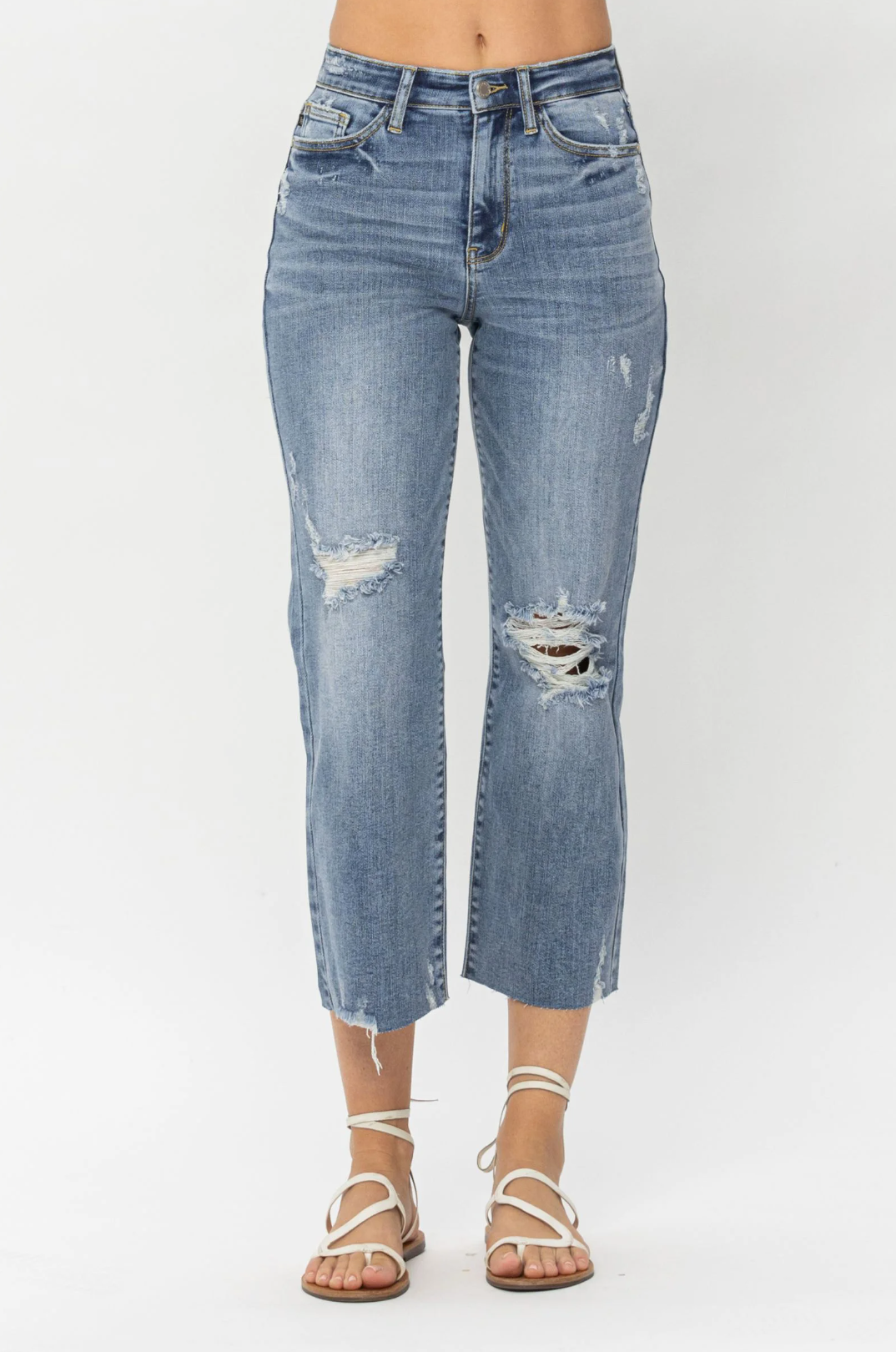 High Waist Destroy Crop Wide Leg Judy Blue