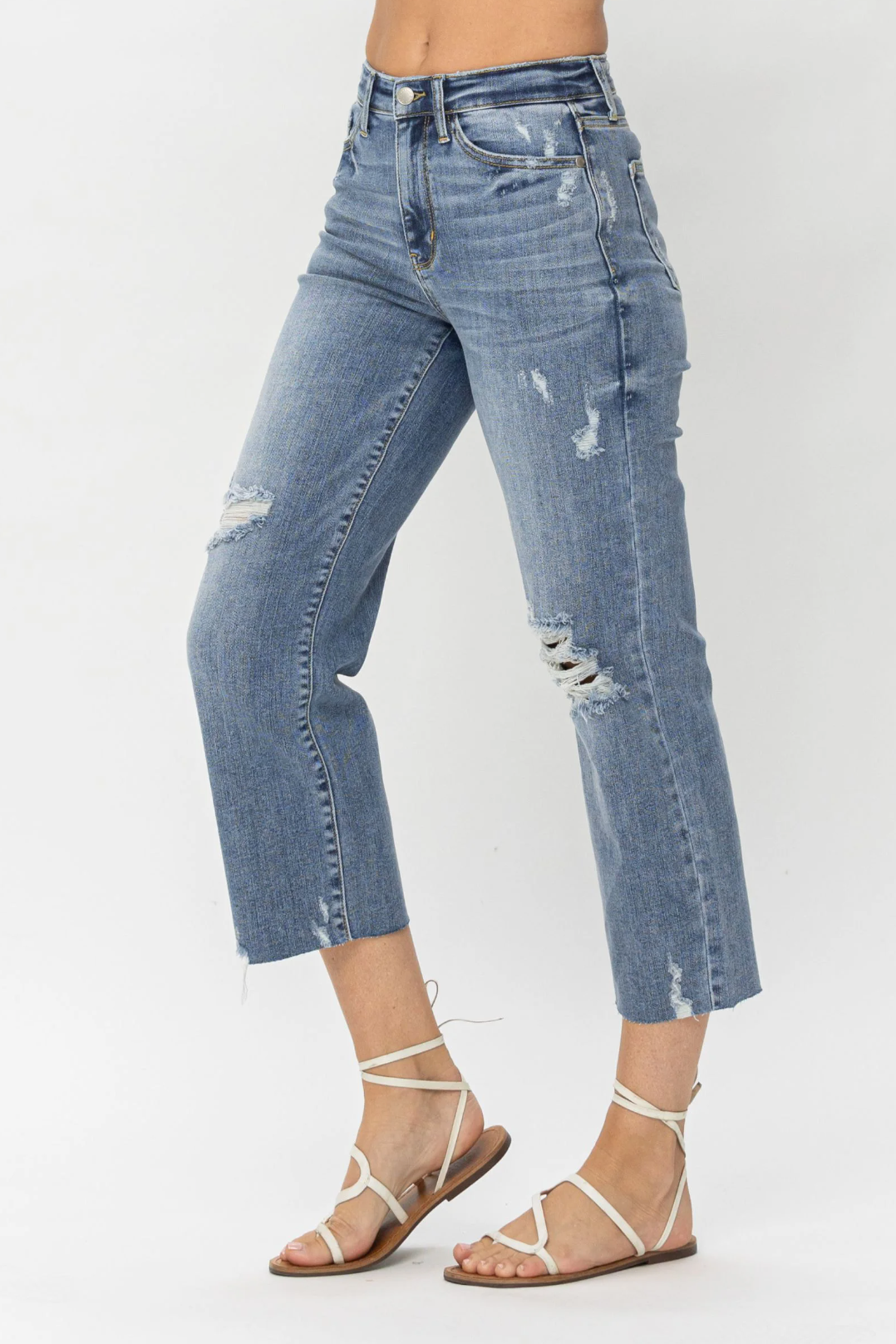 High Waist Destroy Crop Wide Leg Judy Blue