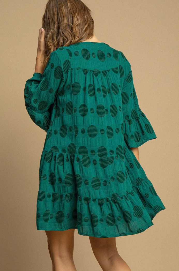 Tiered A-Line Dress with Swiss Dot Details