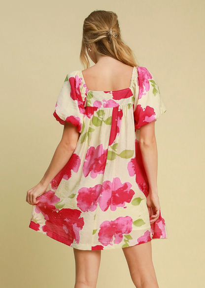 Floral Watercolor Print Dress