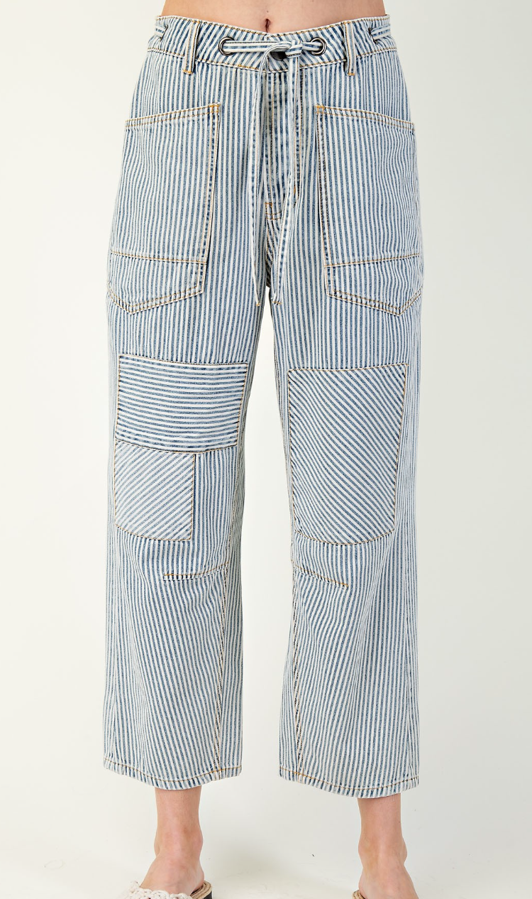 Striped Washed Twill Pants