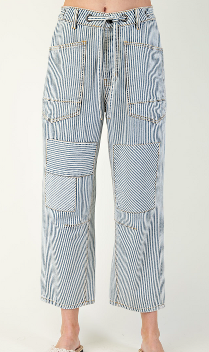 Striped Washed Twill Pants