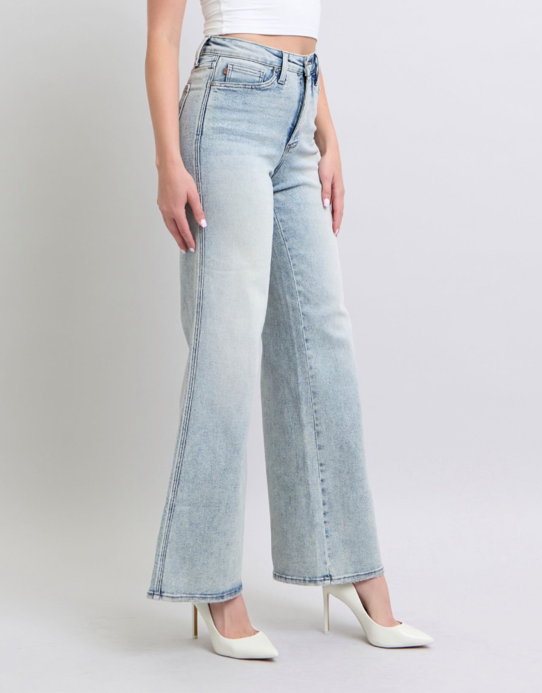 High Waist Tummy Control Retro Wide Denim