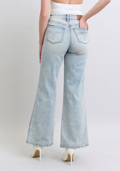 High Waist Tummy Control Retro Wide Denim