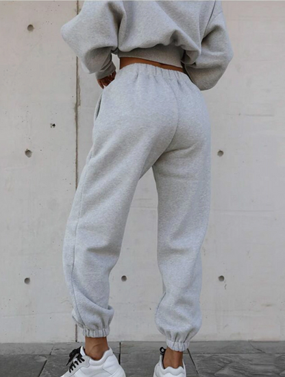 Solid Color Top and Pant Hoodie Daily Set