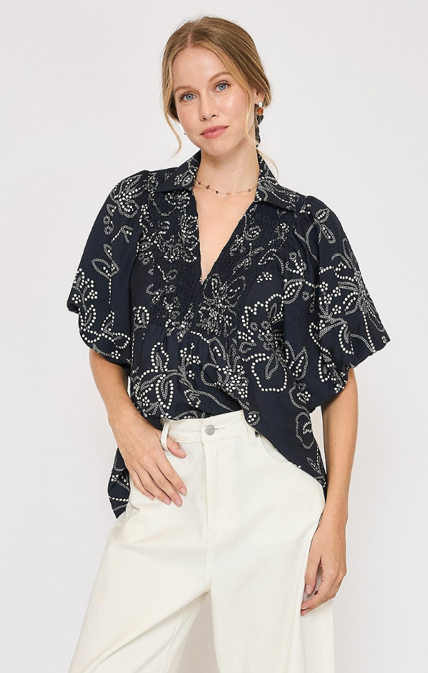 Floral Print V-Neck Top