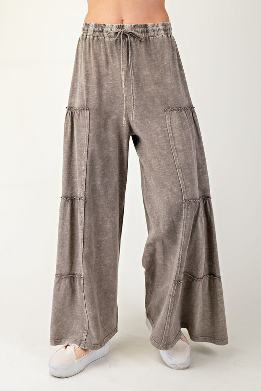 Mineral Washed Tiered Pants