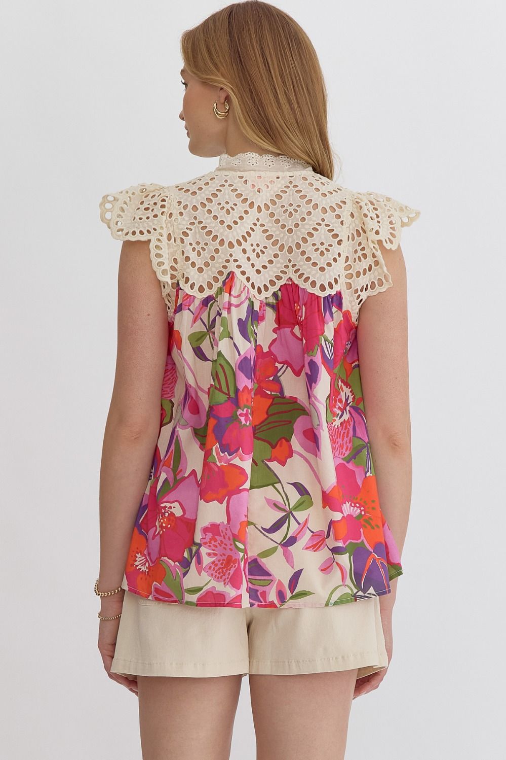 Eyelet and Floral Top