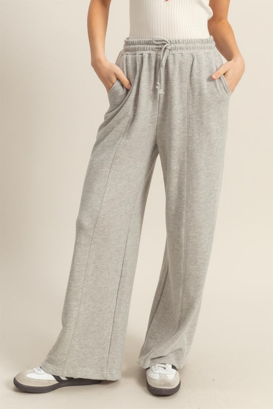 Wide Leg Drawstring Washed Sweatpants