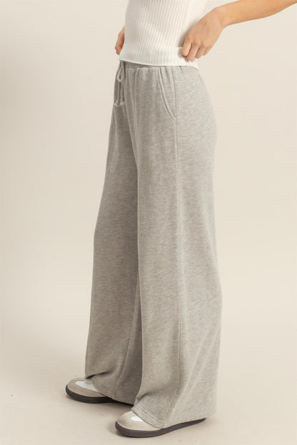 Wide Leg Drawstring Washed Sweatpants