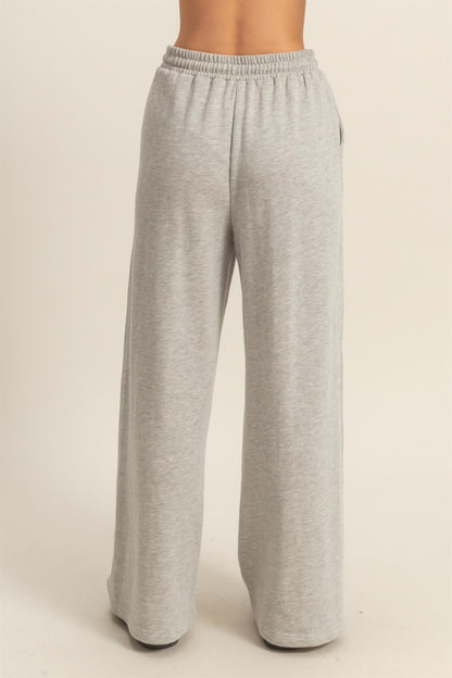 Wide Leg Drawstring Washed Sweatpants