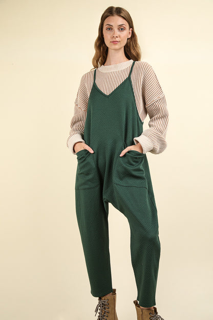 Casual Loose Fit Solid Knit Baggy Jumpsuit