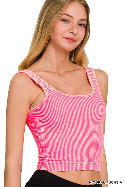 Stone Washed Ribbed Seamless With Bra Pads