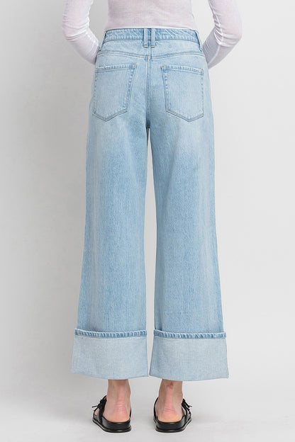 Super High Rise Cuffed Baggy Wide Jeans