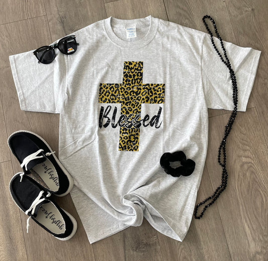 Blessed Leopard Cross Tee