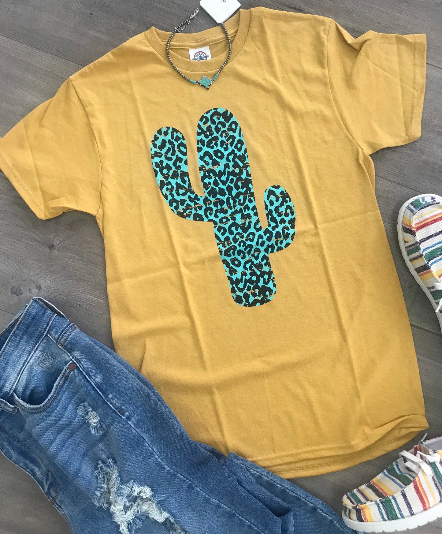 Mustard Leopard Cactus Tee