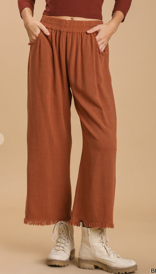 Brick Linen Wide Leg Pants