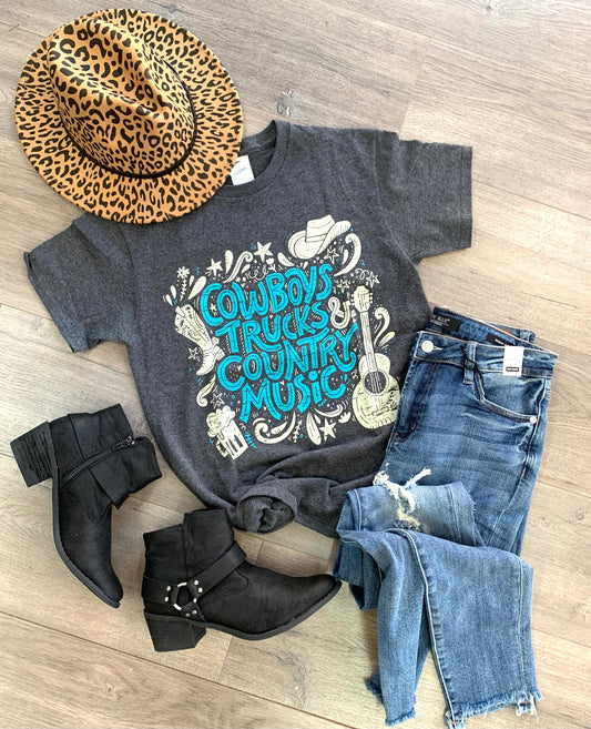 Cowboys Trucks & Country Music Tee